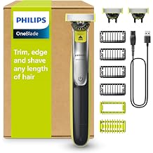PHILIPS OneBlade 360 Face & Body Electric Shaver Trimmer & Body Groomer 3 x 360 Blades 4 x Trimming Attachments 1/2/3/5 mm 2 x Body Attachments Wet & Dry Shaving for Face & Body QP2834/31