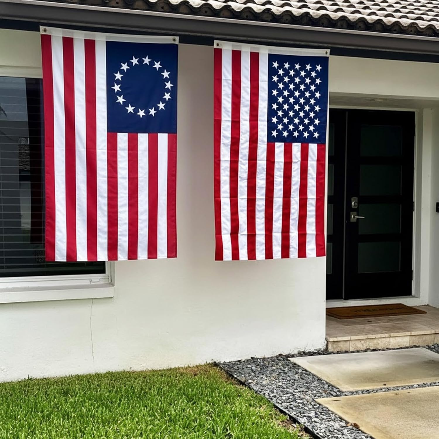 Homissor American Flag and Betsy Ross Flag 3x5 Ft Combo Pack for 250th Anniversary- Embroidered Stars US Flags 3x5 for Outside and 13 Star Colonies Flags Heavy Duty Outdoor - Image 7