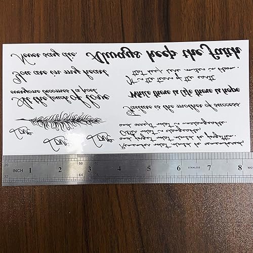 Miniatura 3 de 6 hojas PADOUN impermeable tatuajes temporales palabra inglés sexy romántico tatuaje pegatinas negro letras pluma cuerpo arte tatuajes tatuajes