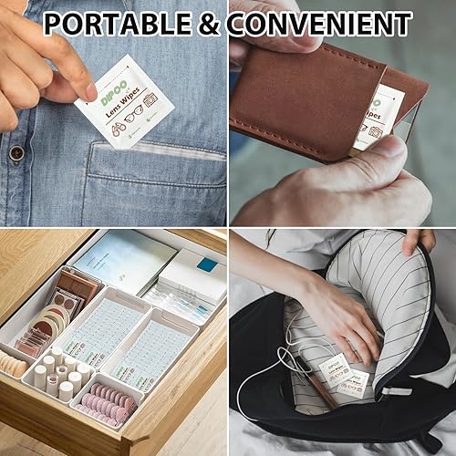 Miniatura 4 de 200 toallitas limpiadoras para lentes, prehumedecidas envueltas individualmente, sin manchas, sin rayas, para lentes de sol, lentes de cámara, gafas