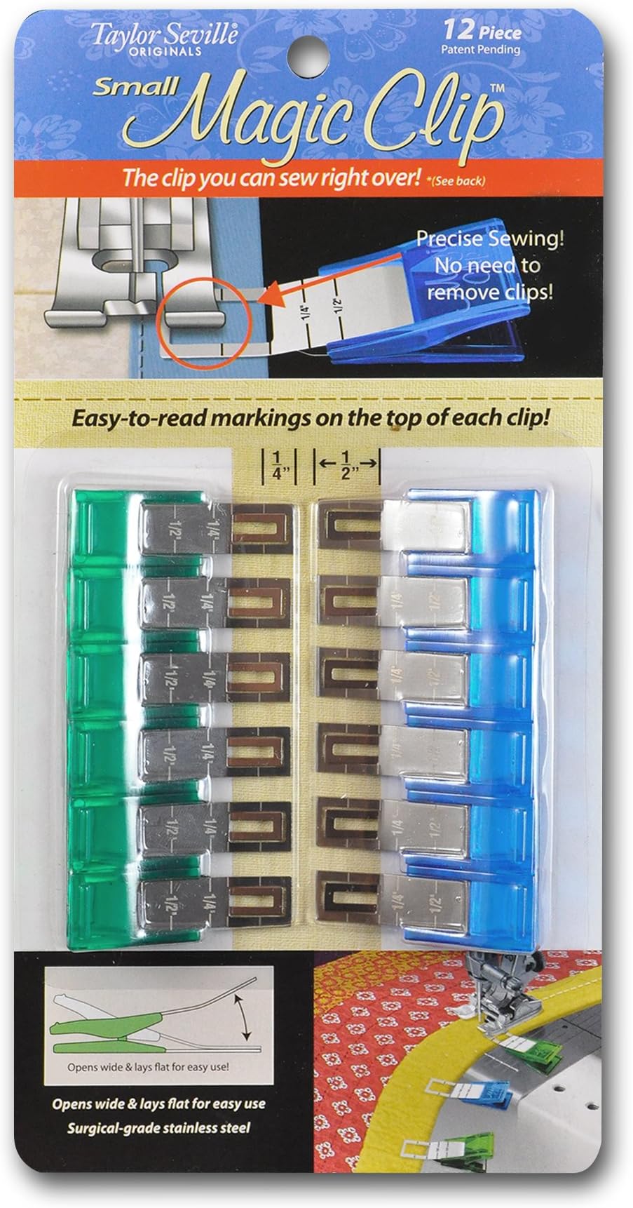 Small Magic Clip Sewing and Quilting Clips 12-pc - Quilting Supplies and Notions - Sewing Accessories and Supplies