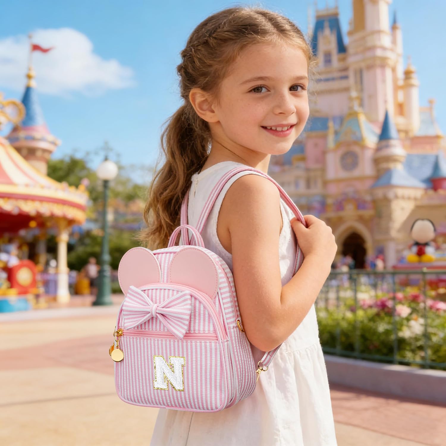 Personalized Birthday Gift for Toddler Girls, Small Initial Backpack Purse for Little Girl, Cute Mini Purse for 3-10 Years Old Kids,Pink N
