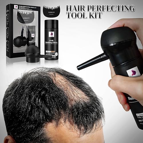 Miniatura 8 de Fibras capilares para adelgazar el cabello, aplicador de fibra 3 en 1, fibras de construcción de cabello de ocultación natural, spray de larga