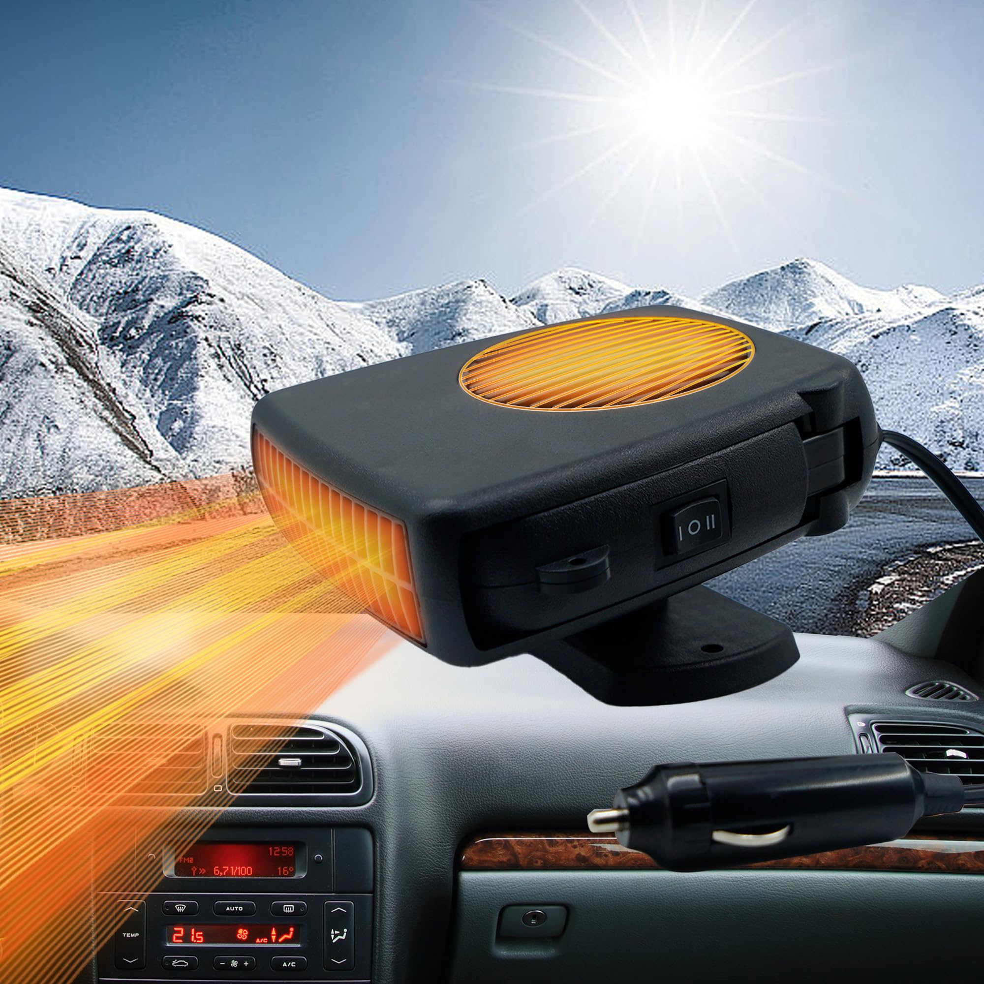 EDIETH Car Heater, 12V 150W Car Heater 2 in 1 Heating Fan Defroster Demister Car Amplifier Cooling Fans Automotive Replacement Heater for Car SUV Truck Rv Trailer