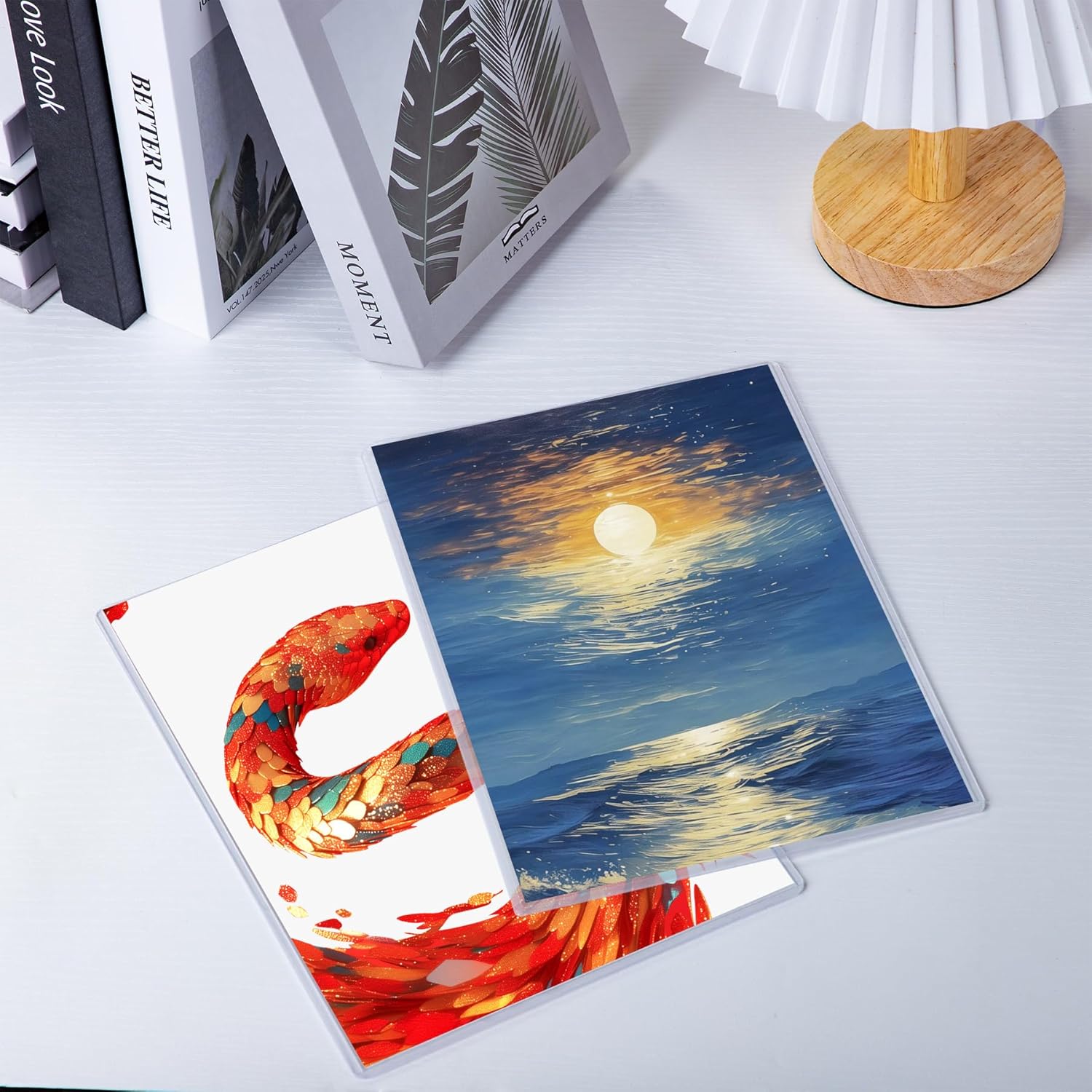 AKONEGE 6PCS 6" x 9" Rigid Print Protectors Clear Hard Plastic Large Card Sleeves for Jumbo Card, Top Loading Rigid Card Sheet Protectors for Postcards, Photos, Trading & Sports Cards