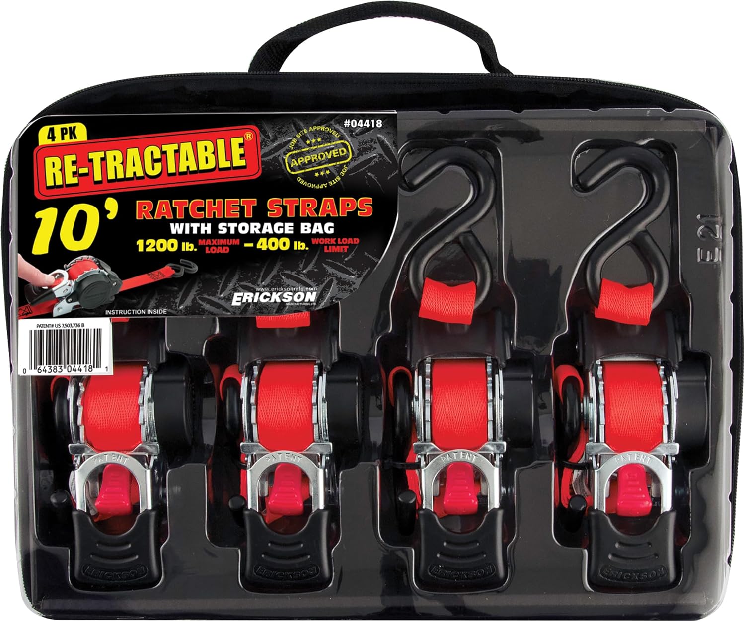 Erickson 04418 Pro Series Red 1" x 10' Retractable