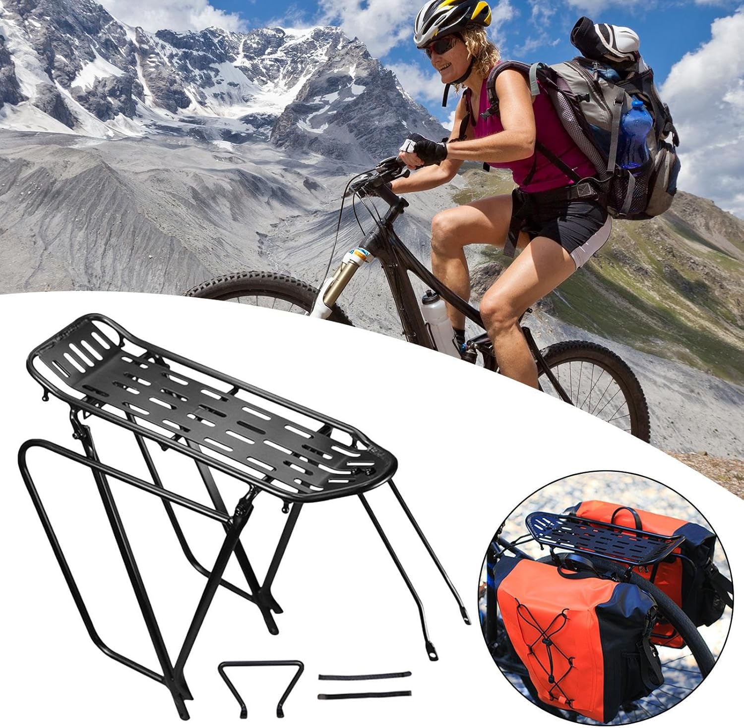 ETUCYNG サイクリング リアラック | 自転車 後部ラック クイックリリース,アルミニウム合金製 荷物収納スタンド バックサポ