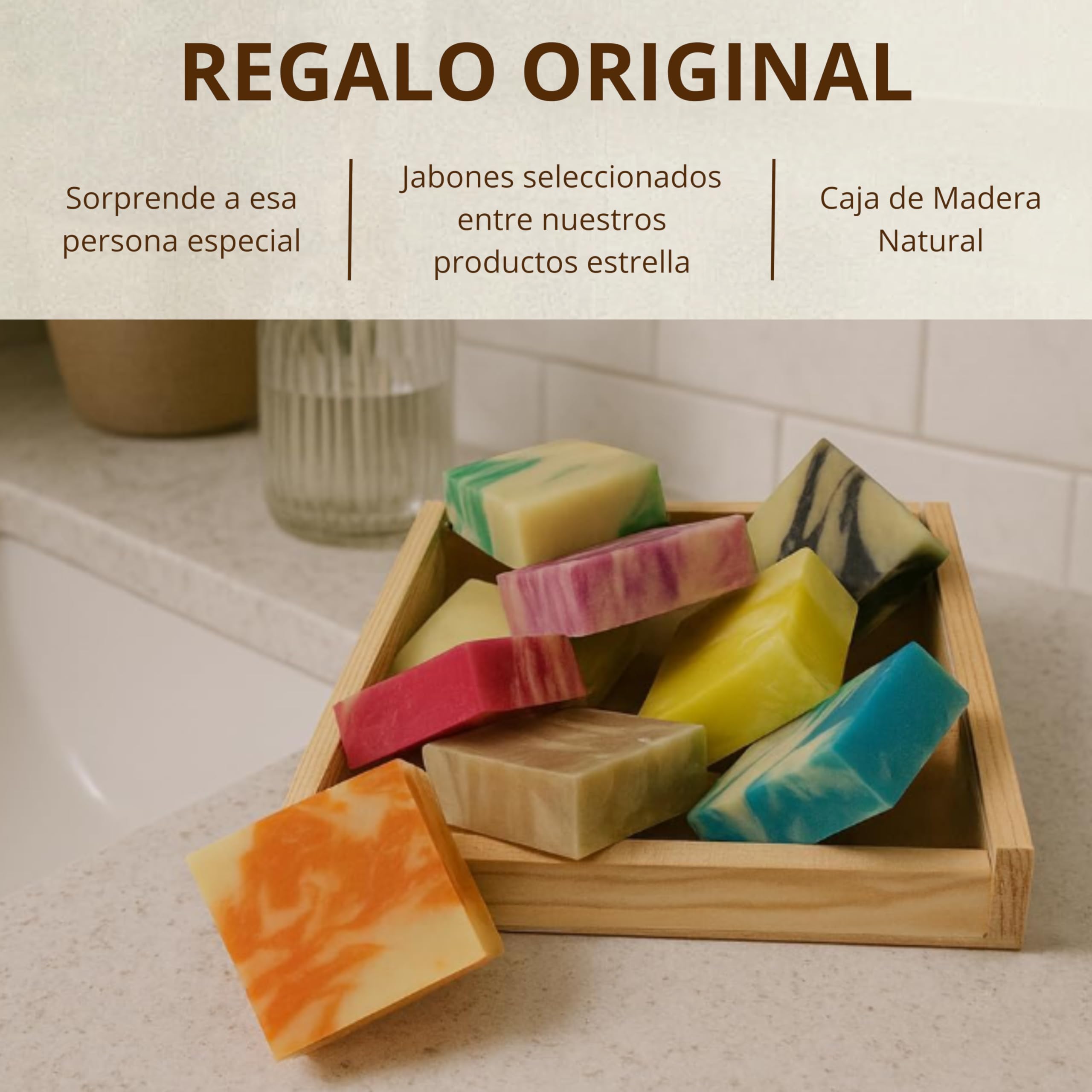 Jabones naturales artesanos para regalar 9 x 80 g – Pack de cuidado facial, manos y cuerpo – Estuche elegante ideal como regalos originales para mujer y ocasiones especiales