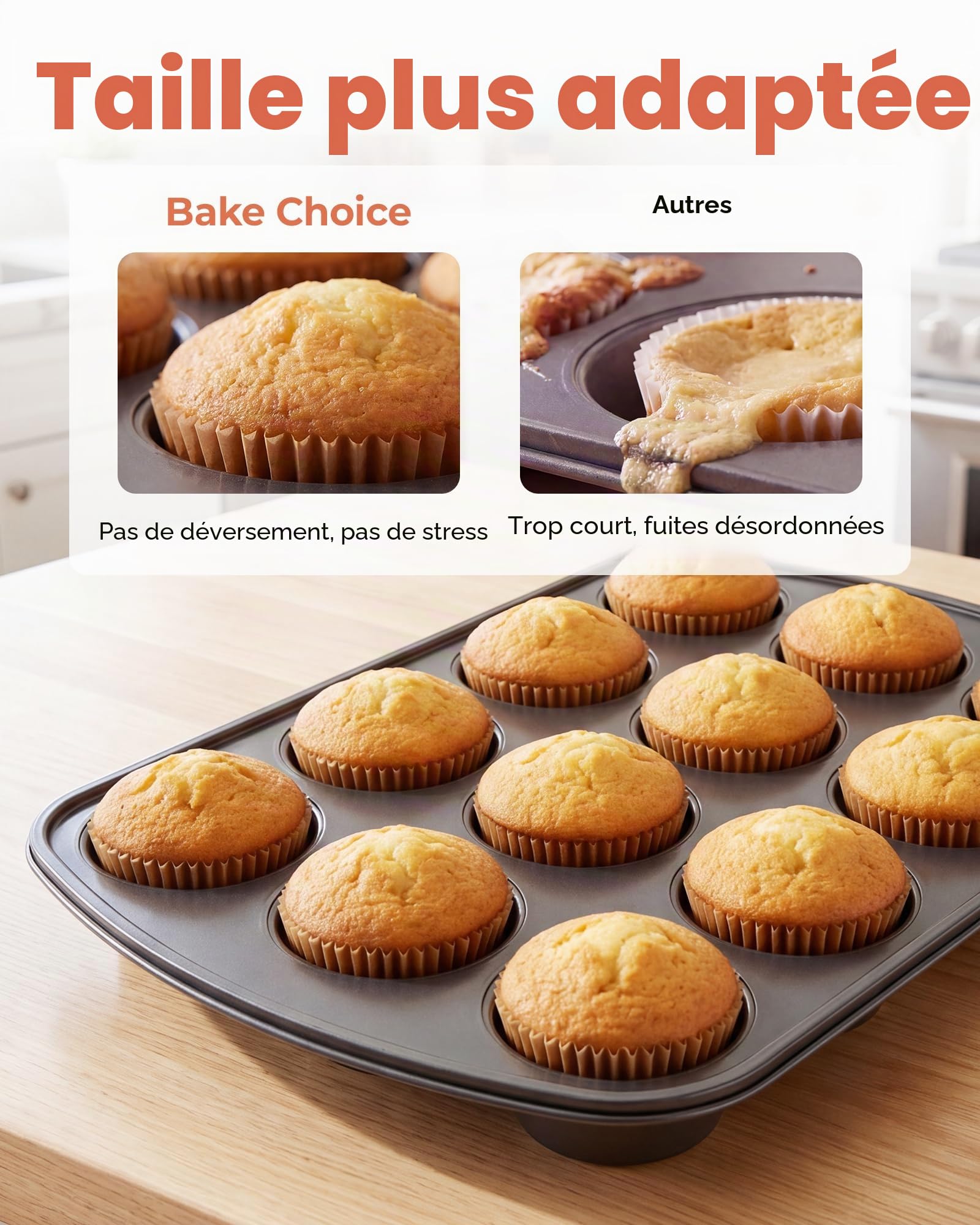 Caissette Muffins Papier 200 pièces Standard Naturel Moule Parchemin Résistant à la Graisse Non Blanchi