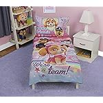 Paw Patrol Skye We\'re A Team 4 Piece Toddler Bedding Set - Includes Comforter, Sheet Set - Fitted + Top Sheet + Reversible Pillow Case for Girls Bed, Pink