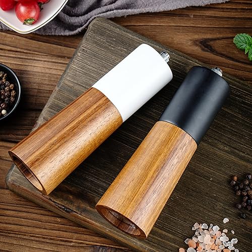 Miniatura 6 de Juego de molinillo de sal y pimienta de madera, hecho de madera de acacia maciza con núcleo de acero cerámico, se ajusta para un grosor