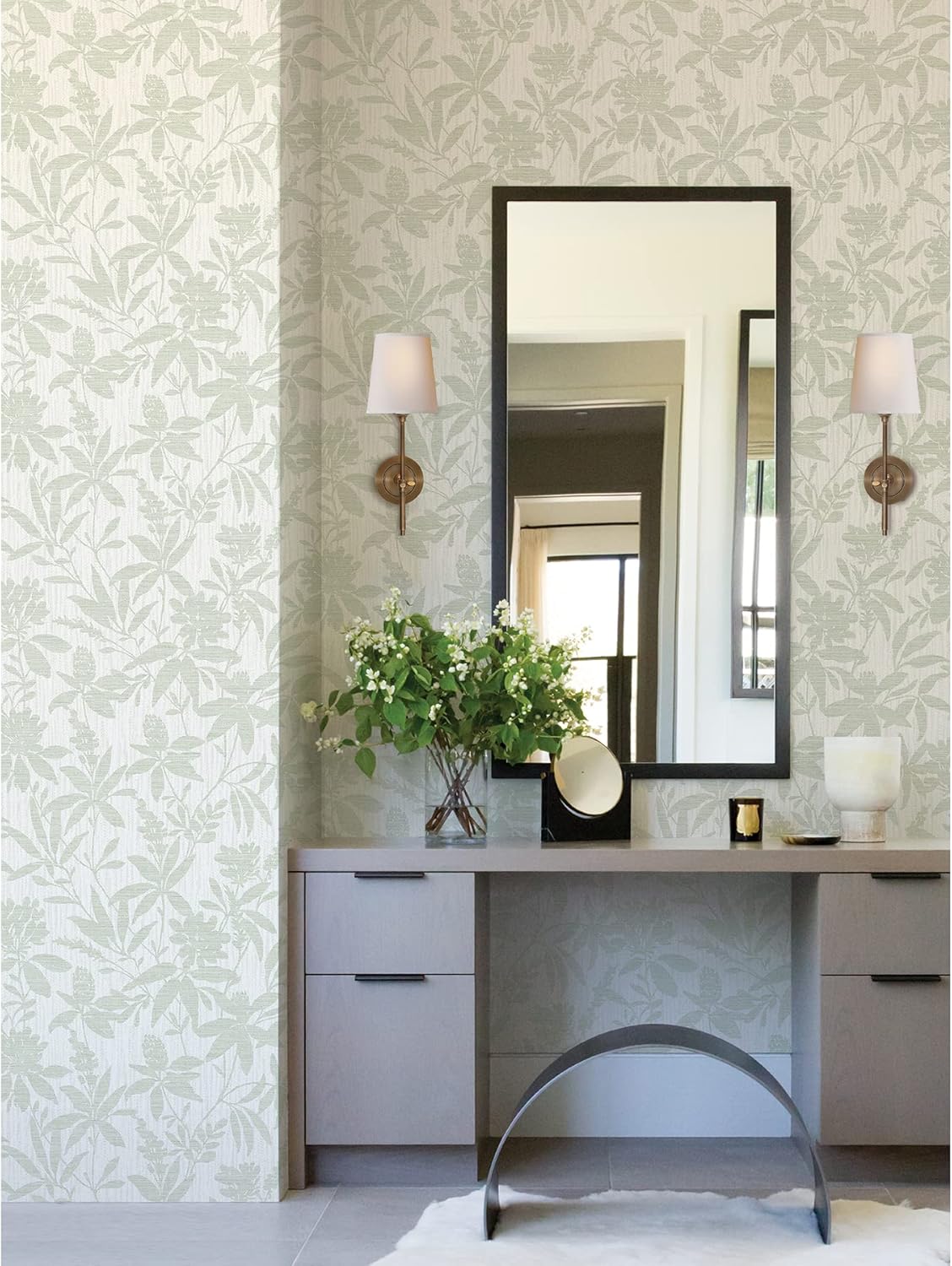 Brewster Home Fashions Riemann Green Floral Wallpaper