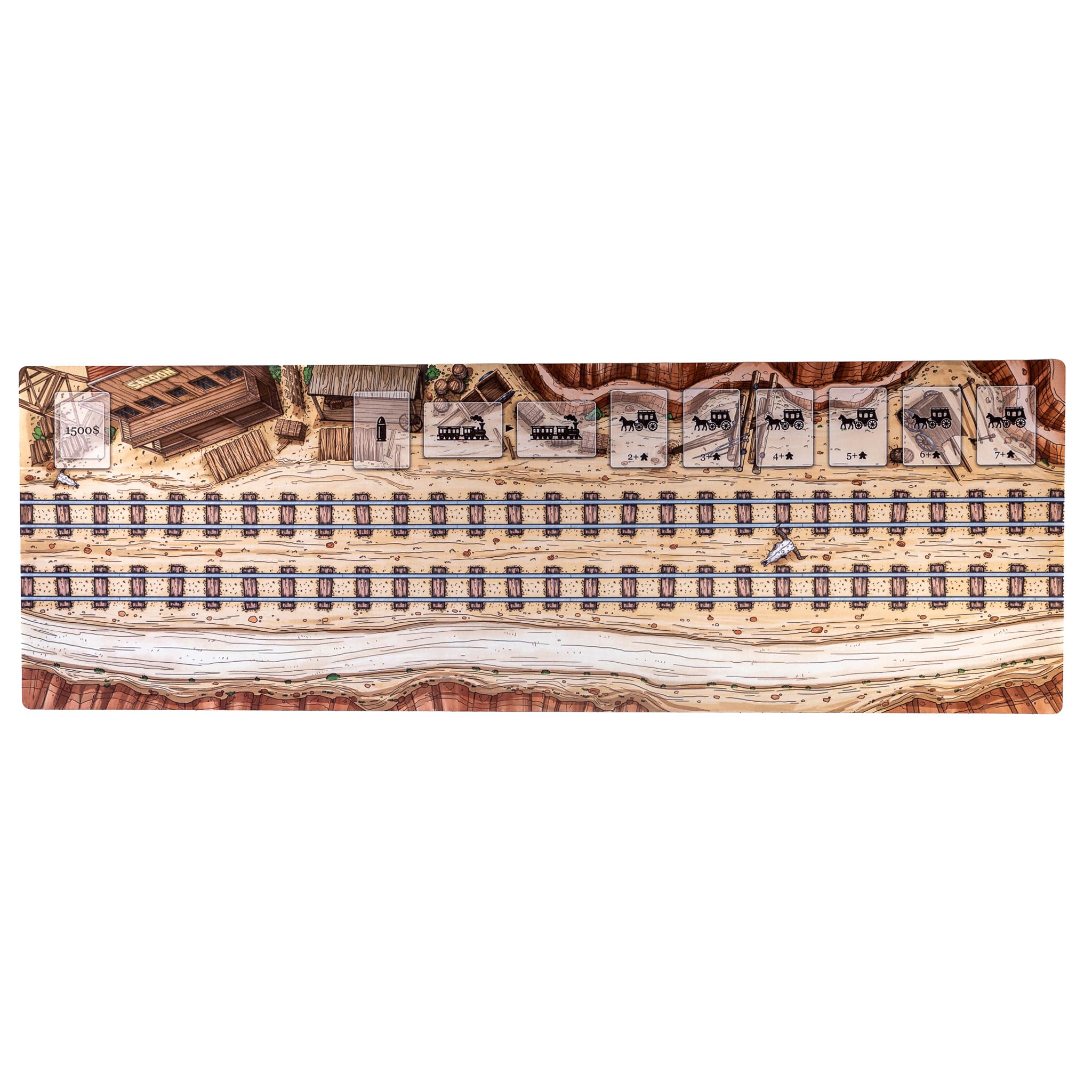 Rubber Mat Compatible with Colt Express Game 117 x 40 cm / 46 x 15.7 Inches