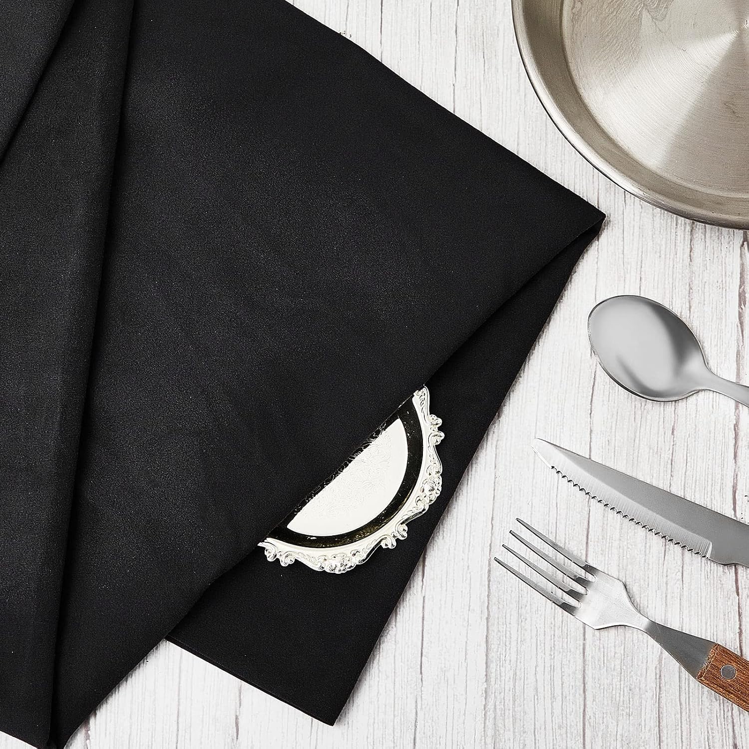 Jecery 2 Yard Anti Tarnish Silver Cloth Luxury Polishing Cloth by the Yard for Jewelry Silverware Flatware Silversmith Storage (Black)
