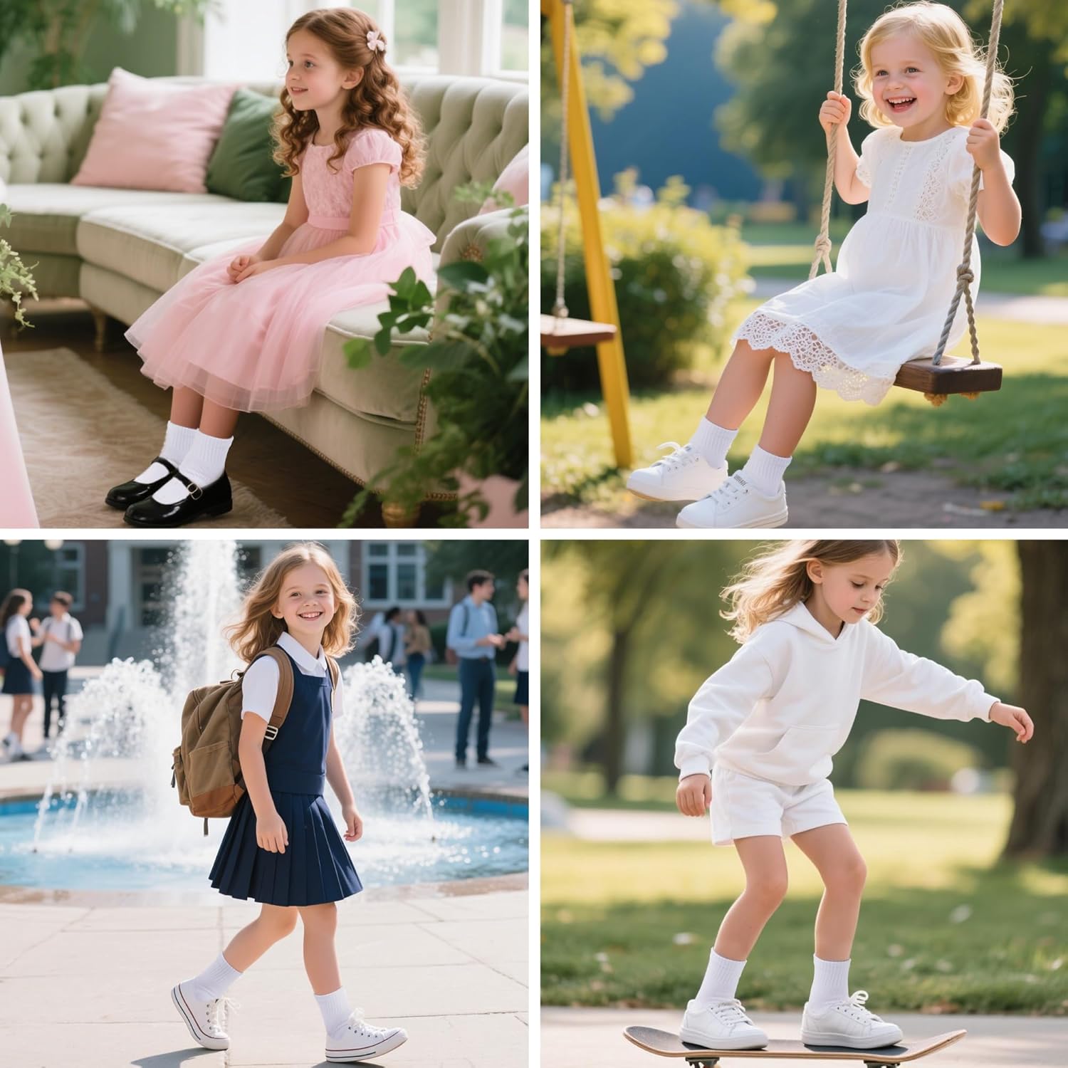 Dxhycc 4 Pairs Kids Athletic Crew Socks Soft Cotton School Uniform Socks for Boys Girls Casual Sports