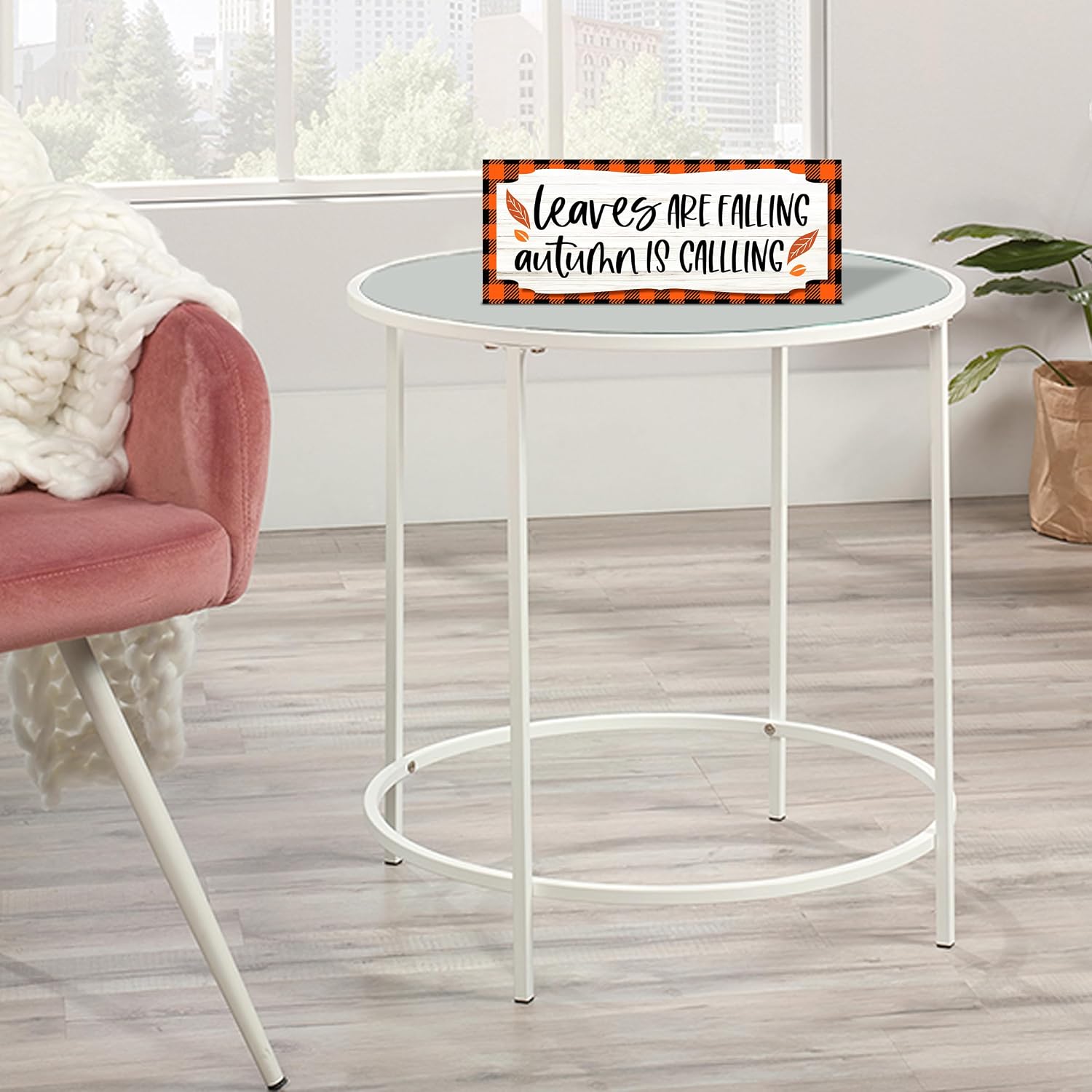 LifeSong Milestones Shelf Sitter for Fall Season Signs Inspirational Tabletop Decoration for Home Office Family Decor (Leaves Are Falling)
