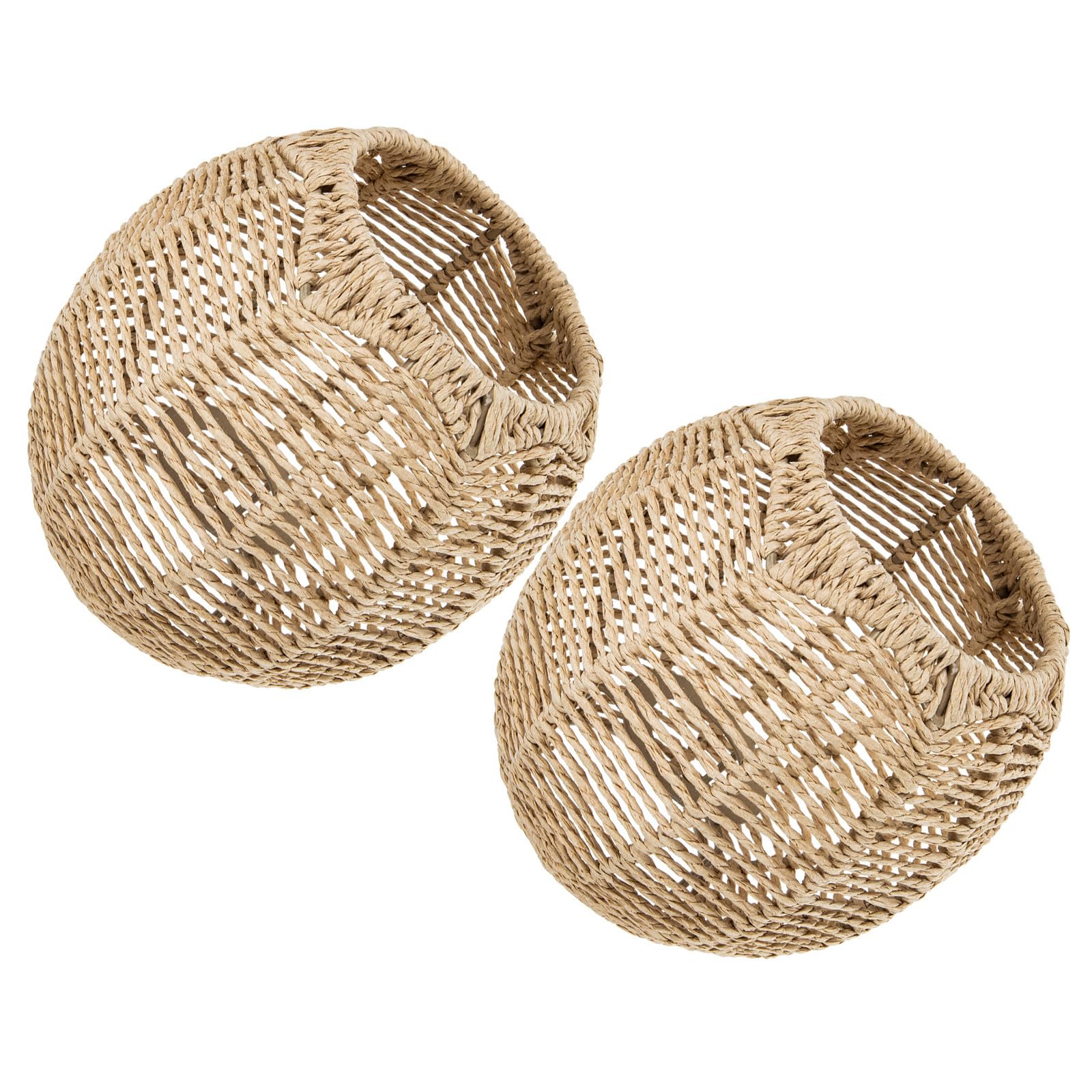 2pezzi Paralume Rattan Intrecciato per Lampada a Sospensione, Coprilampada in Corda Imitazione, Stile Rustico Farmhouse, per Casa e Bar, Attacco E27
