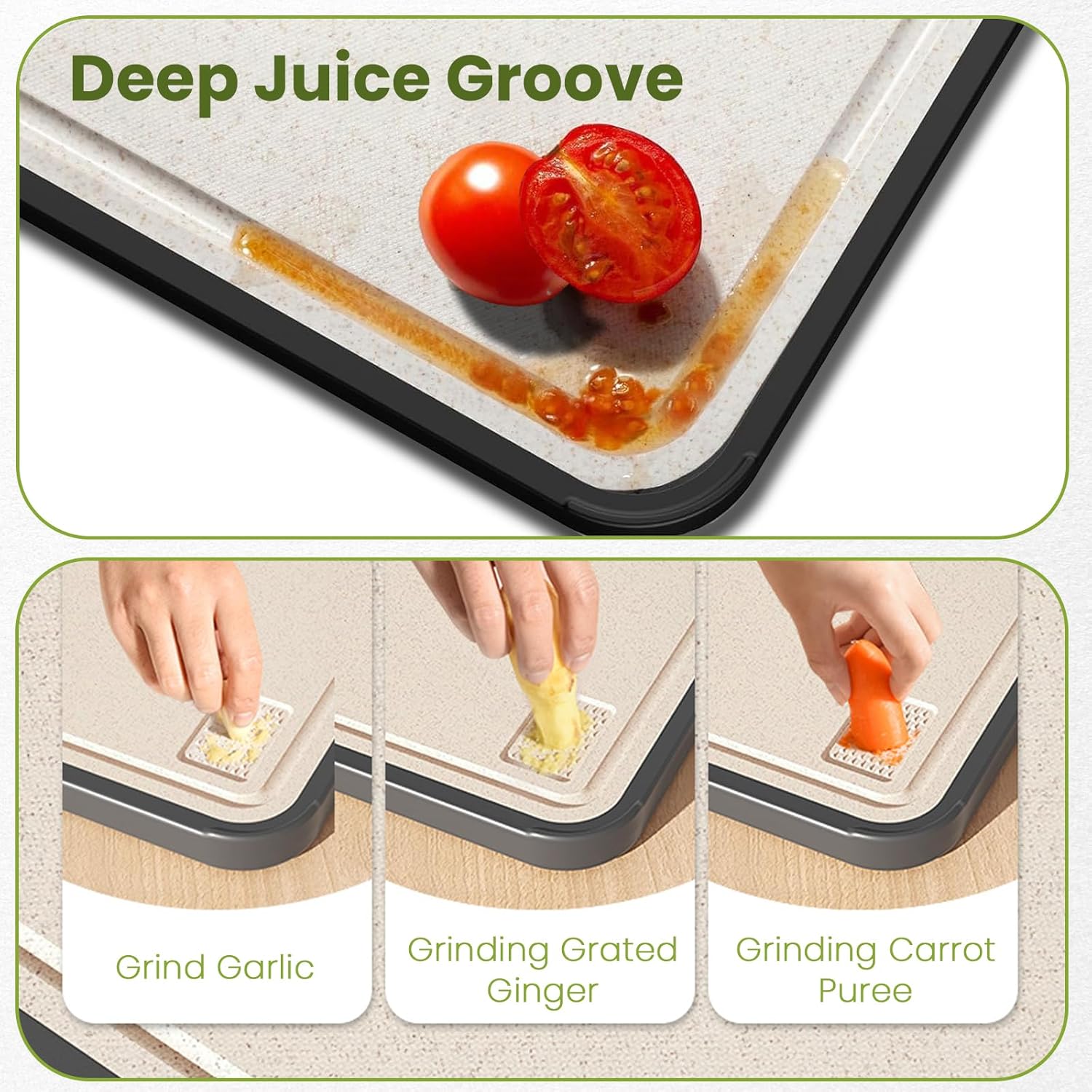 Double-Sided Titanium Cutting Board for Kitchen, Titanium & Wheat Straw PP Chopping Board, Dishwasher Safe Reversible Cutting Board for Meat, Vegetables & Fruit, Easy to Clean, 15.2" x 10.4"