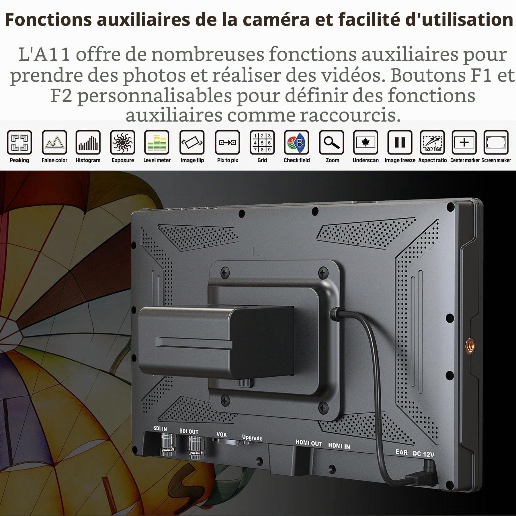LILLIPUT A11 10.1 "Moniteur Diffusion Pouces Moniteur de caméra DSLR Full HD 1920x1200P 3G-SDI HDMI IPS Moniteur vidéo de caméra