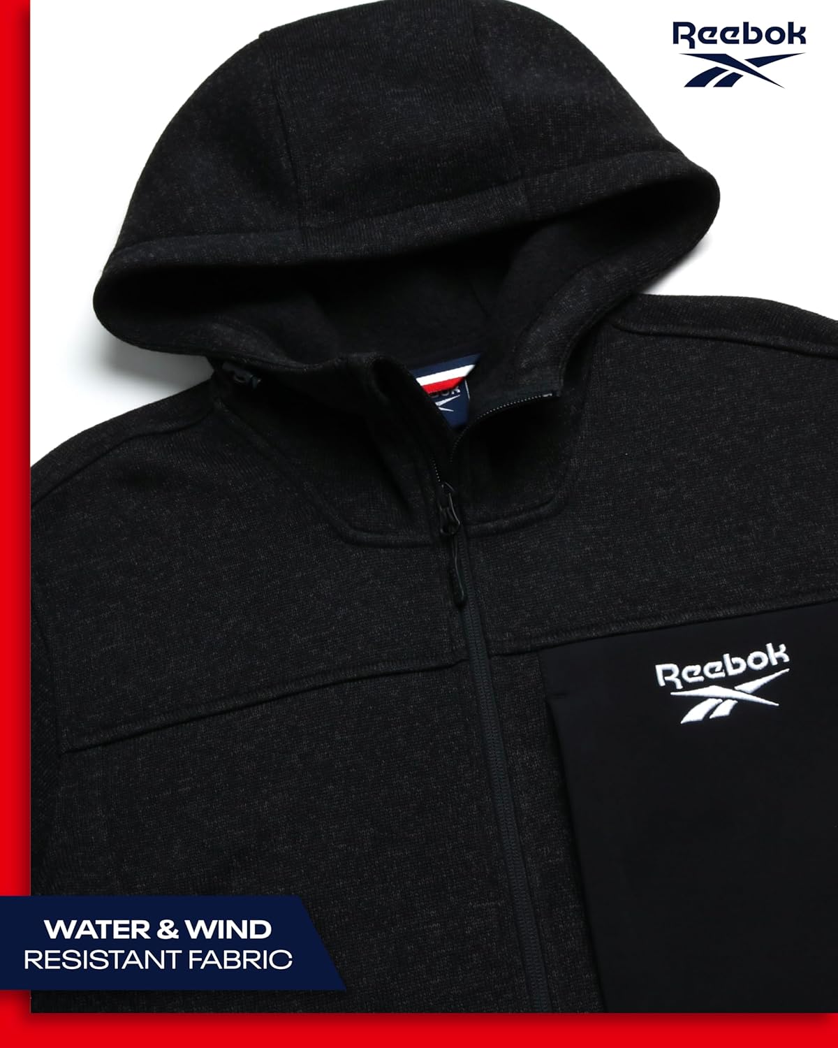 Reebok Men's Sweater Jacket - Fleece Lined Weather Resistant Insulated Outerwear - Cozy Sweater Jackets for Men (Sizes:M-XXL) - Image 4