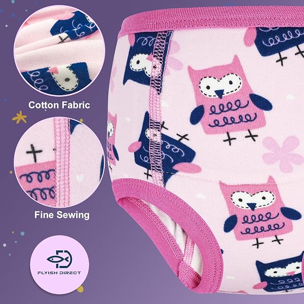 FLYISH DIRECT Potty Training Pants Girls 100% Cotton, 6 Packs Absorbent Potty Training Underwear for Girls and Boys, Reusable Training Pants for Toddlers, Mix Purple, 9 Years - 5