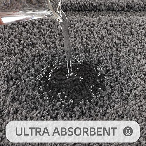 Miniatura 4 de Juego de 2 alfombras de baño ultra absorbentes, suaves, lavables a máquina, de microfibra, antideslizantes, para suelo de baño, bañera, inodoro,