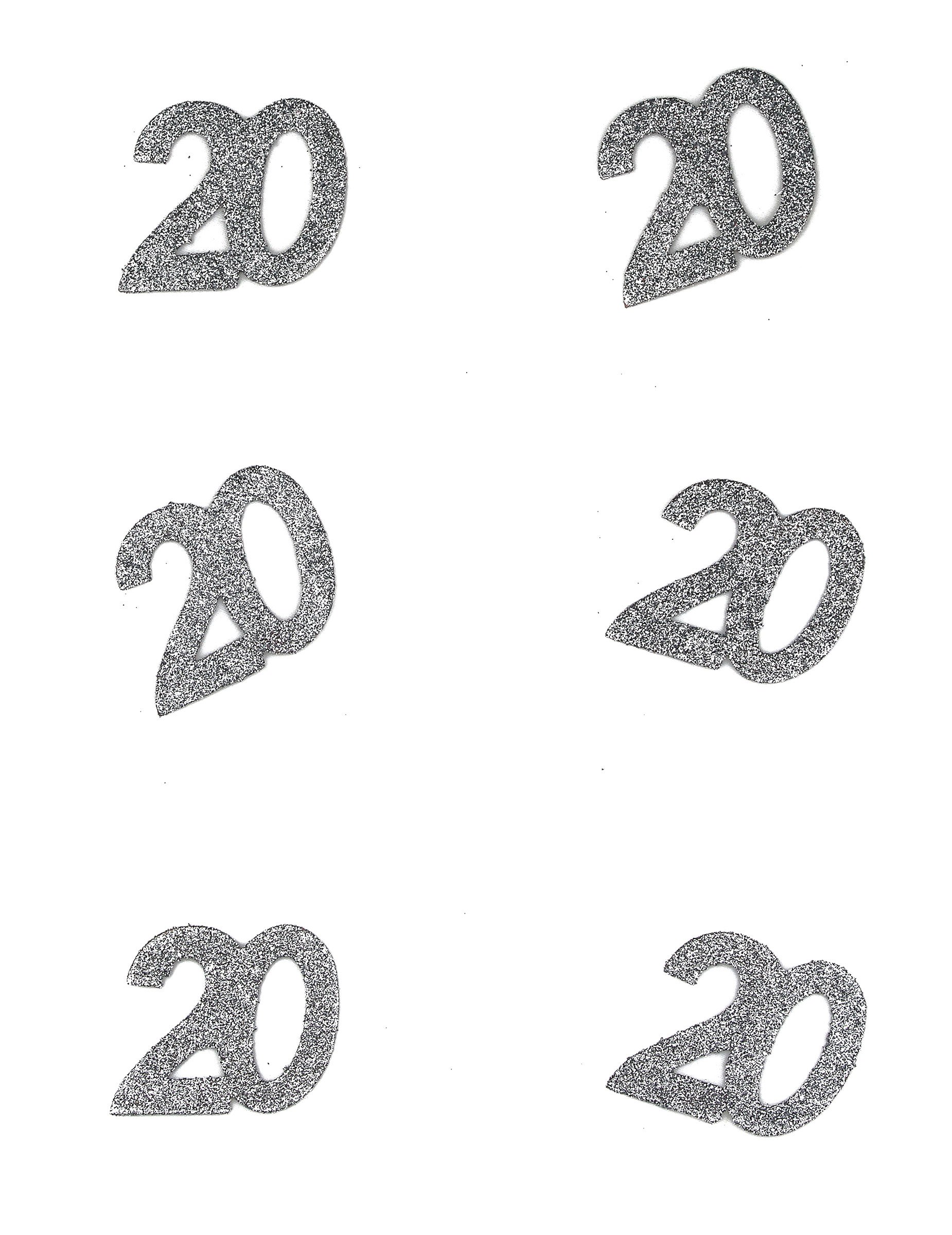 Lot De 6 Confettis De Table 20 Ans Pailleté Or 5 X 5 Cm