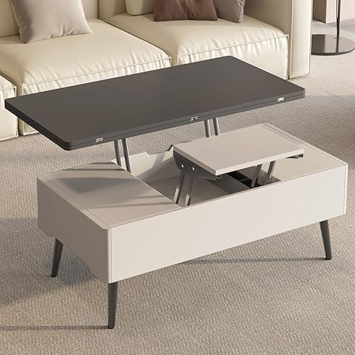 Mesa auxiliar con tapa elevable para sala de estar, mesa central ajustable con compartimento oculto y capacidad de almacenamiento para sala de estar