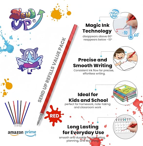16 Ricariche XXL Penna Gel Cancellabile BLU e ROSSE, Punta 0,7mm, Compatibile 100% Legami, +20% Inchiostro (2cm in più), Scatola Cartone, Scrittura Scuola, Segni Tessuto e Pelle, Regalo - 3