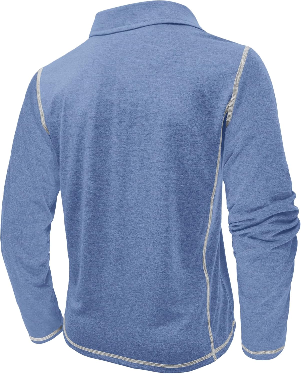 Mens Athletic Polo Shirt Lightweight Long Sleeve Button Collar Shirts with Pocket - Image 4