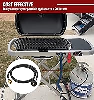 Vista 7 de Manguera adaptadora de propano de 3 pies, adaptador de 1 libra a 20 libras que convierte electrodomésticos de 1 libra en tanques de 5 a 40 libras