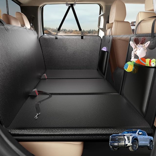 AIEDOULER Thick Foam Dog Hammock for Truck-Plush Comfort Dog Seat Cover for Back Seat-Safe Ride Truck Dog Bed