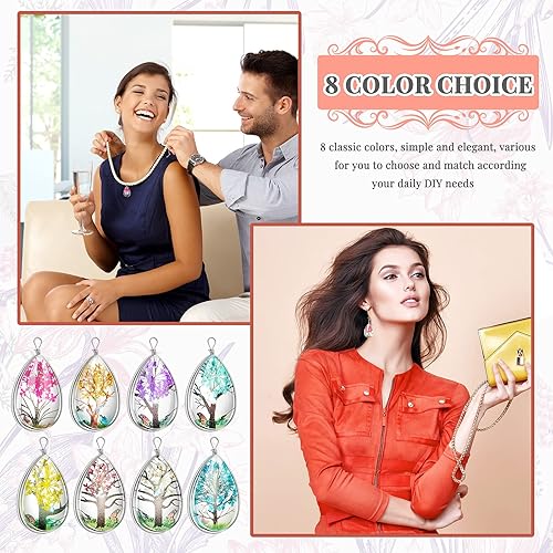 Miniatura 5 de 16 dijes colgantes de árbol de flores secas para hacer joyas, encajes, cuentas de resina de árbol de flores transparentes, colgantes de gota de