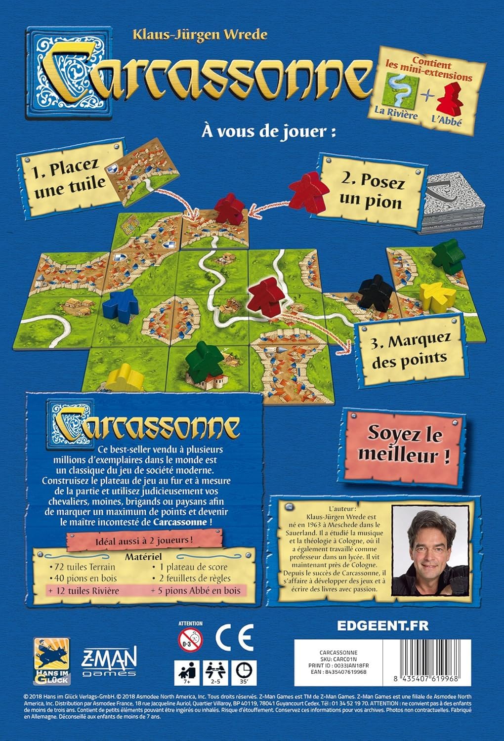 Asmodee - Carcassonne - Jeux de société - Jeu de stratégie - Adultes et Enfants à partir de 7 Ans - 2 à 5 Joueurs - 35 Minutes