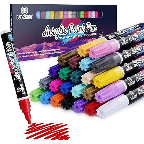 IJIANG Acrylic Paint Marker Pens - 24 Pack Set (Medium Tips)