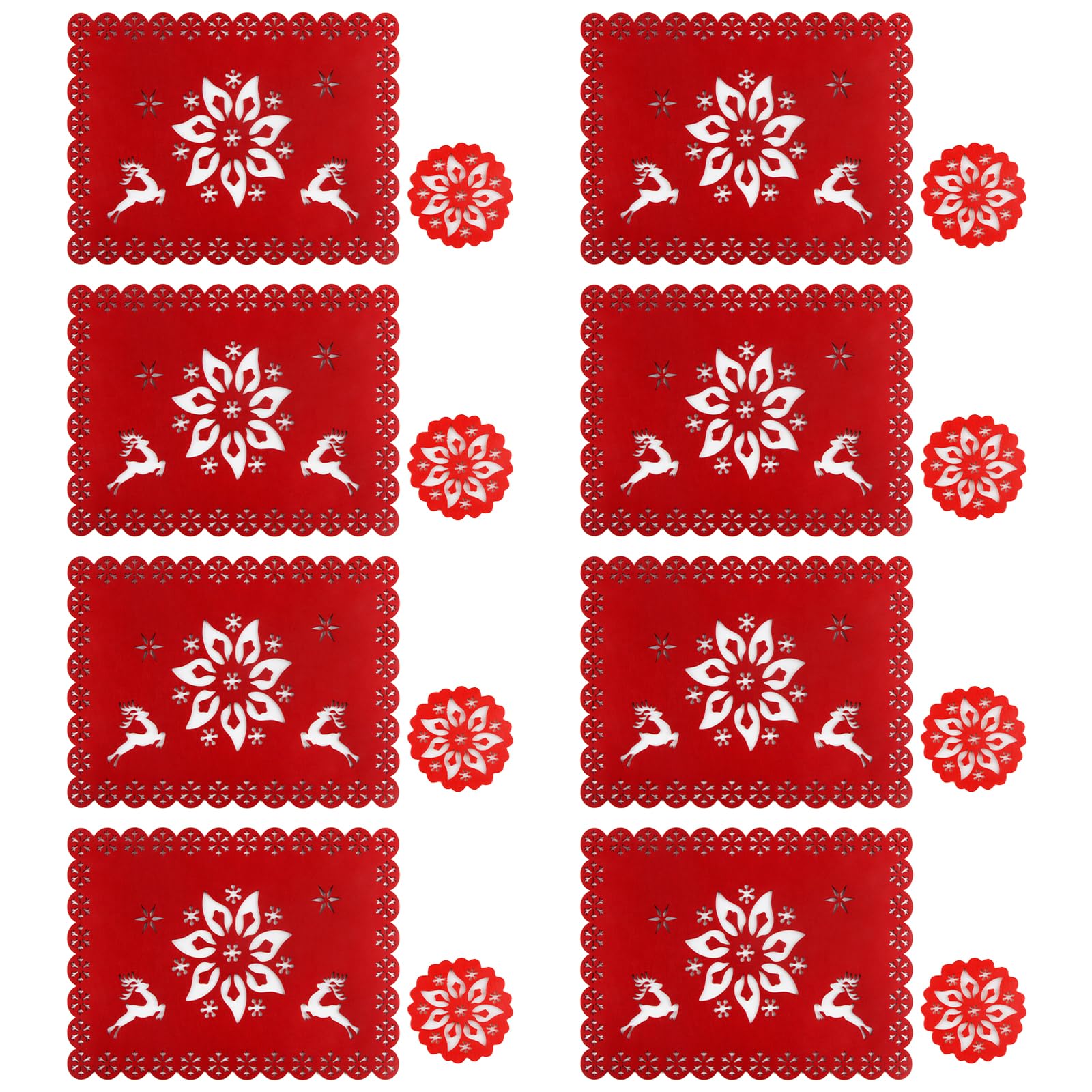 Chemin De Table Noel Rouge, 1Nappe De Table Noël Et 4 Set De Table Noel Rouge, Chemin De Table De Noel 180*33 Cm, Lavable Joyeux Noël Chemin De Table