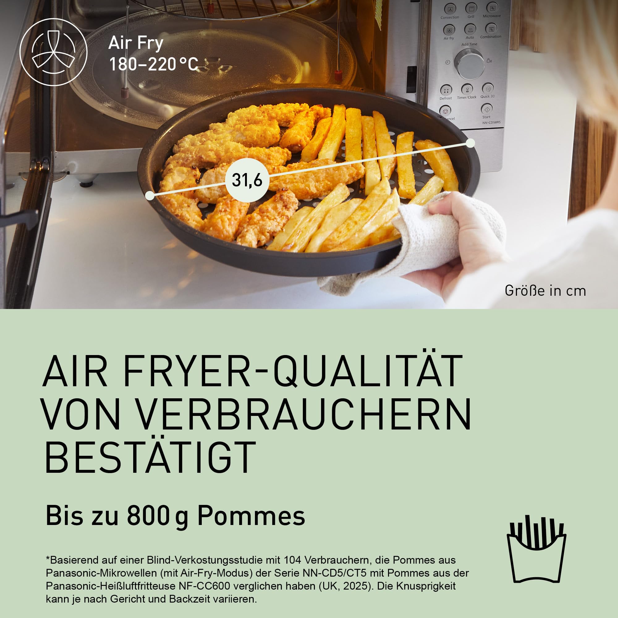 Panasonic NN-CD58RSEPG 27L 4-in-1 Kombi-Mikrowelle mit Airfryer-Funktion 1000W Inverter 1300W Grill Edelstahl