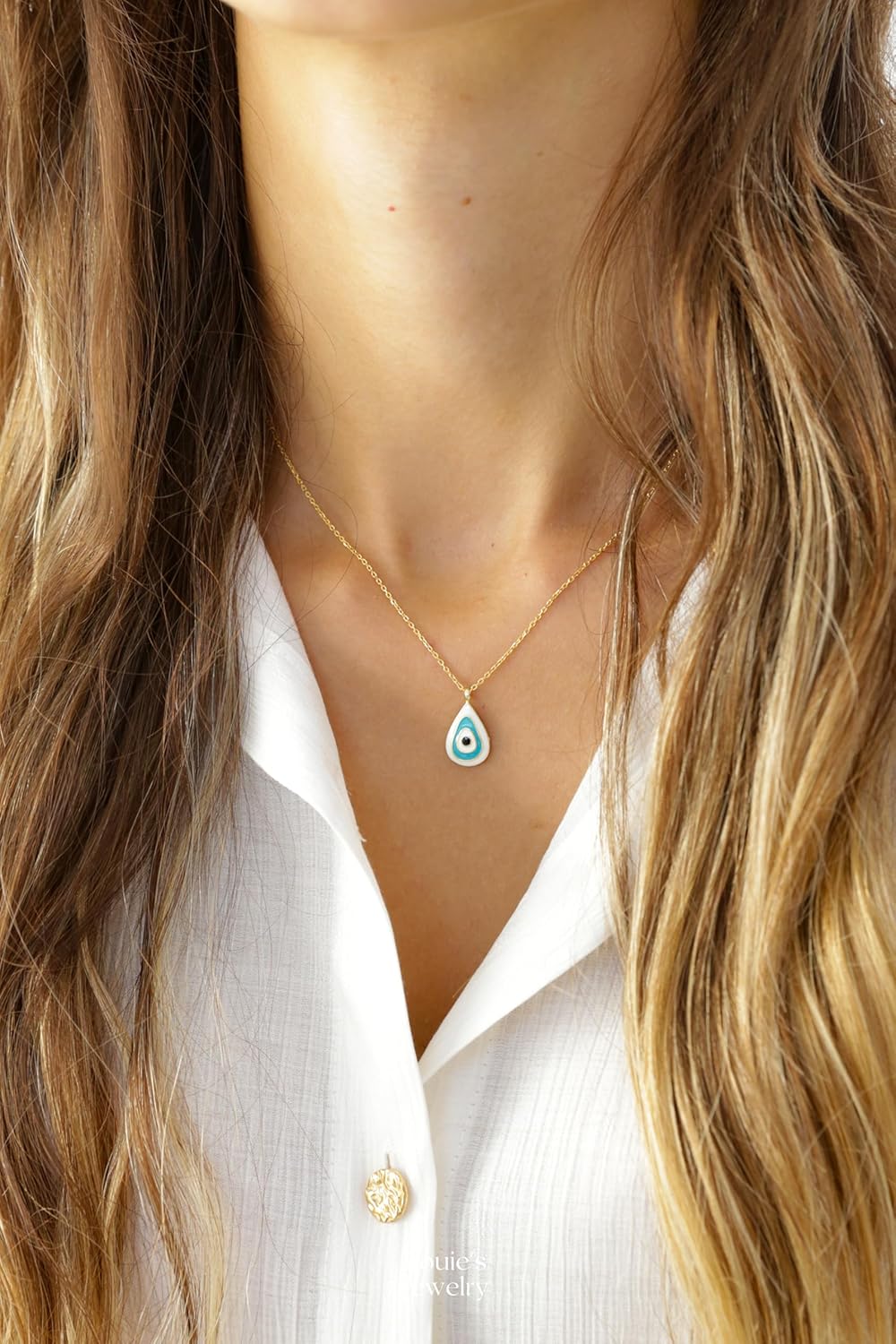 Evil Eye Protection Necklace, Evil Eye Enamel Pendant, Protection Jewelry, 925 Silver Jewelry, Handmade Jewelry, Evil Eye Jewelry, Gift for All - Image 8