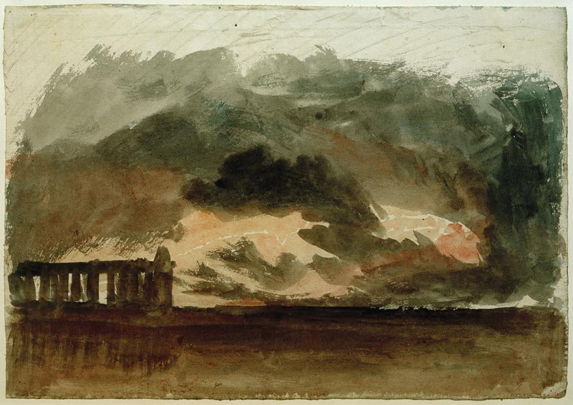 SERENDIPITP Abstract Painting Mural Print Picture Wall Decor Painting Paestum in a Thunderstorm by Mallord William Turner Vintage Wall Artwork for Home Decor 60x90cm