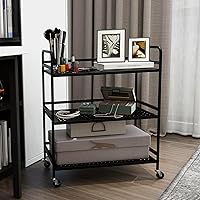 Vista 22 de 3-Tier Metal Utility Multipurpose Rolling Cart,Large Capacity Heavy Duty Cart with Lockable Wheels for Kitchen,Living Room,Office,Bathroom Storage