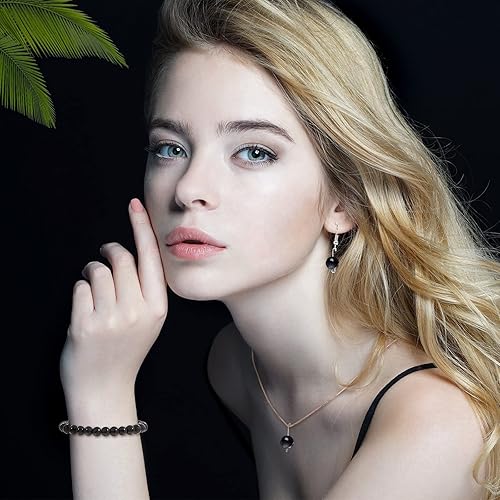 Miniatura 6 de 86 cuentas negras de ónix mate de 0.315 in y 0.394 in para hacer joyas, cuentas de ónix mate, cuentas de energía, cuentas de piedra pulida, cuentas