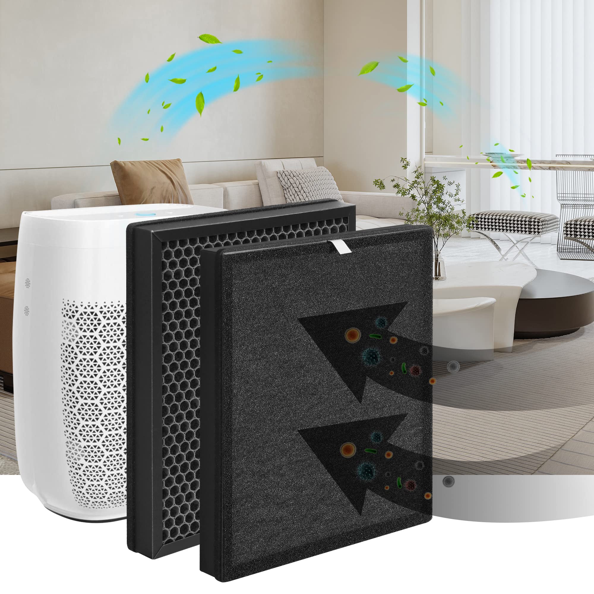 Aerio-300 - Filtro HEPA di ricambio compatibile con purificatore d'aria Zigma Aerio-300, 1 filtro HEPA ad alta efficienza + 1 pre-filtro al carbonio