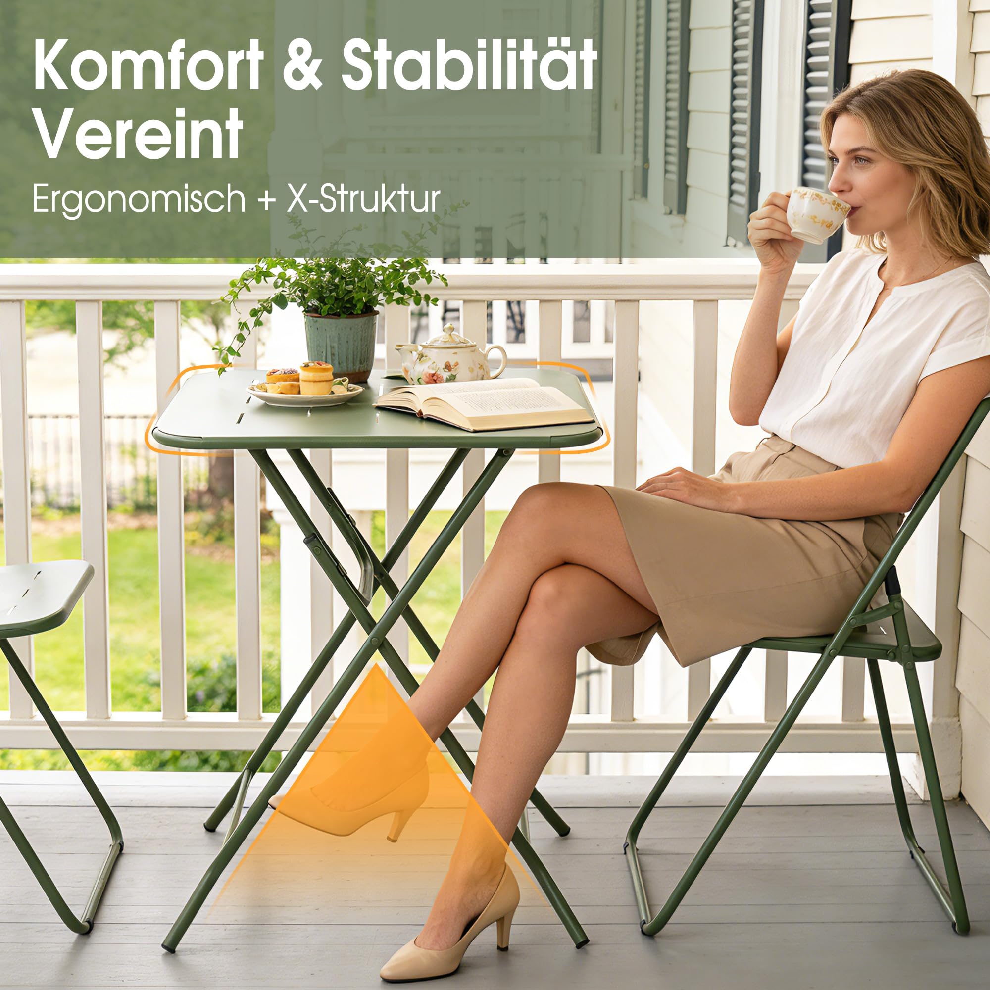Balkonmöbel, Bistroset 2 Stühle 1 Tisch Outdoor