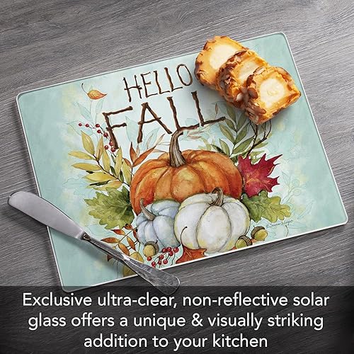 Miniatura 9 de CounterArt Tabla de cortar de vidrio templado resistente al calor decorativa para otoño de 10 x 8 pulgadas, fabricada en los Estados Unidos apta