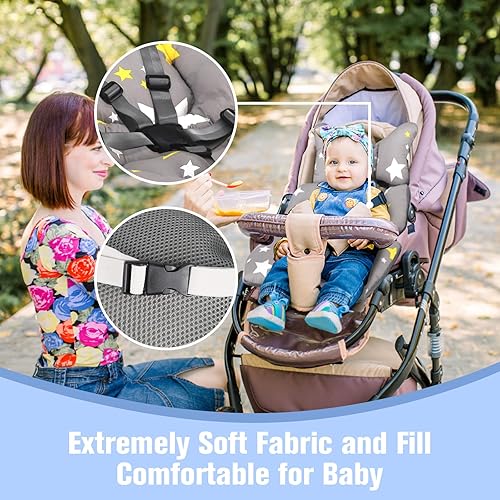 Miniatura 9 de KAKIBLIN - Cojín para asiento de automóvil infantil, almohada de apoyo para la cabeza y el cuerpo, cojín para cochecito, inserto de asiento de