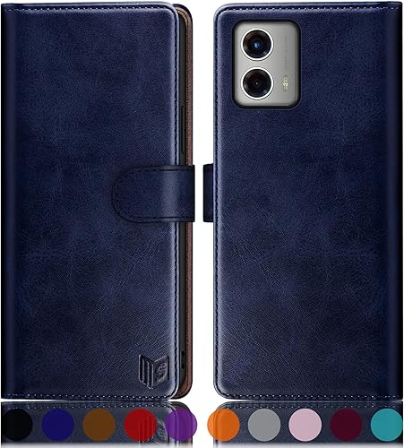 SUANPOT Funda tipo cartera para Motorola Moto G 5G 2023 Bloqueo RFID Soporte para tarjeta de crédito, libro con tapa para libro de folio, funda de
