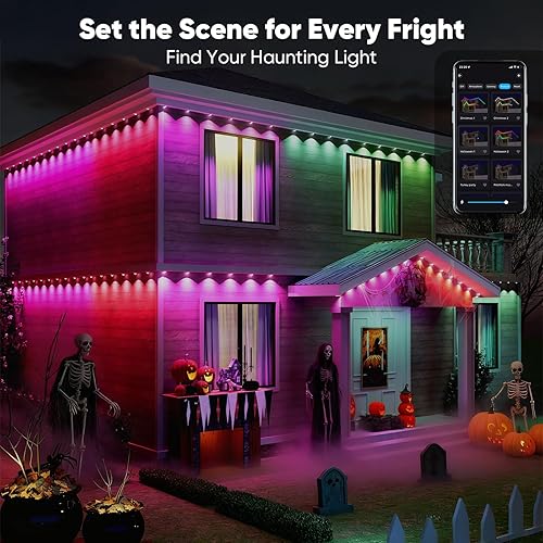 Miniatura 3 de Luces inteligentes permanentes para exteriores para casa, 150 pies con 72 luces inteligentes de Navidad inteligentes AI RGB+IC, 98 escenas para