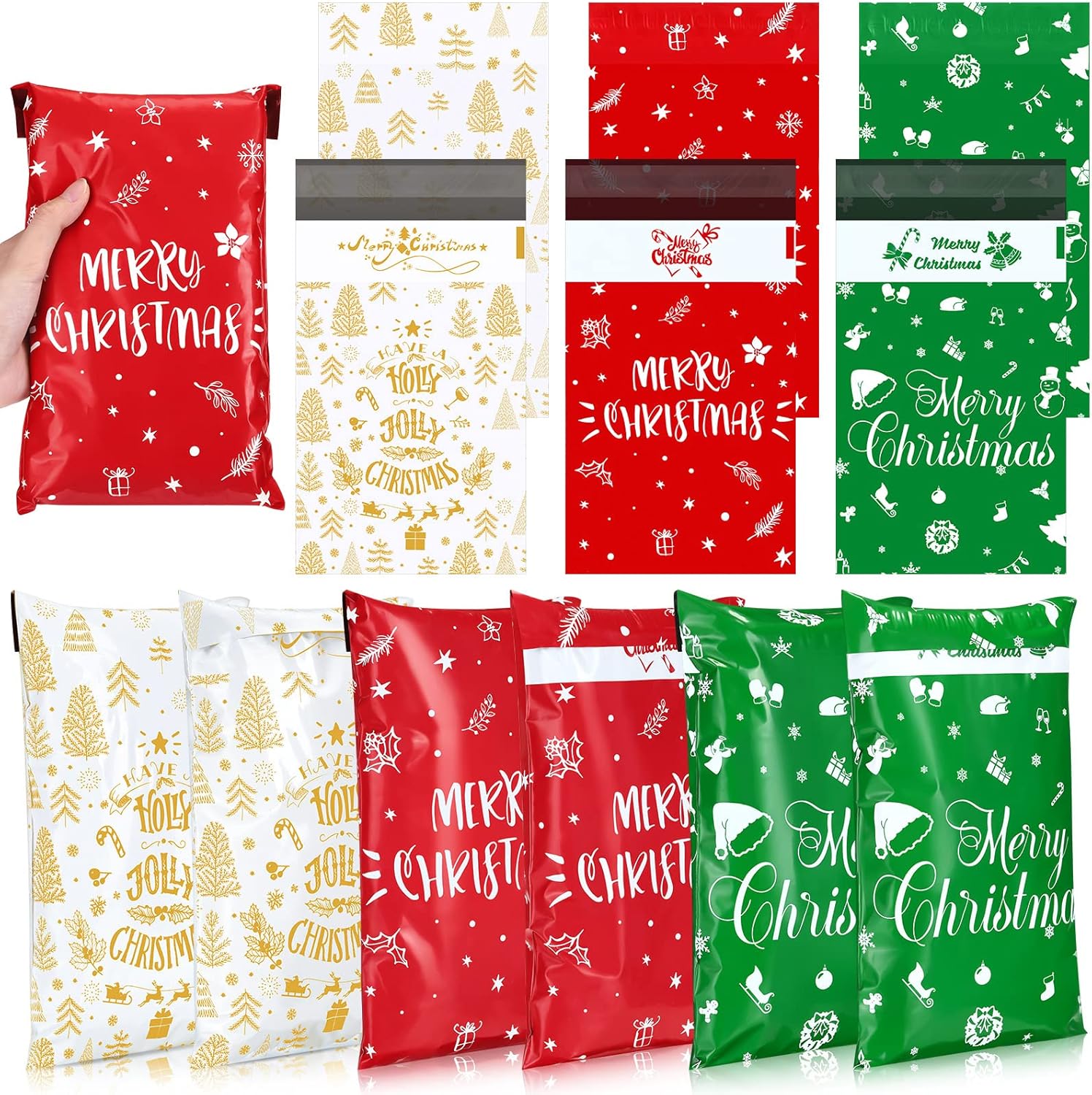 180 Pieces Christmas Poly Mailers 6 x 9 Inch Matte Mailing