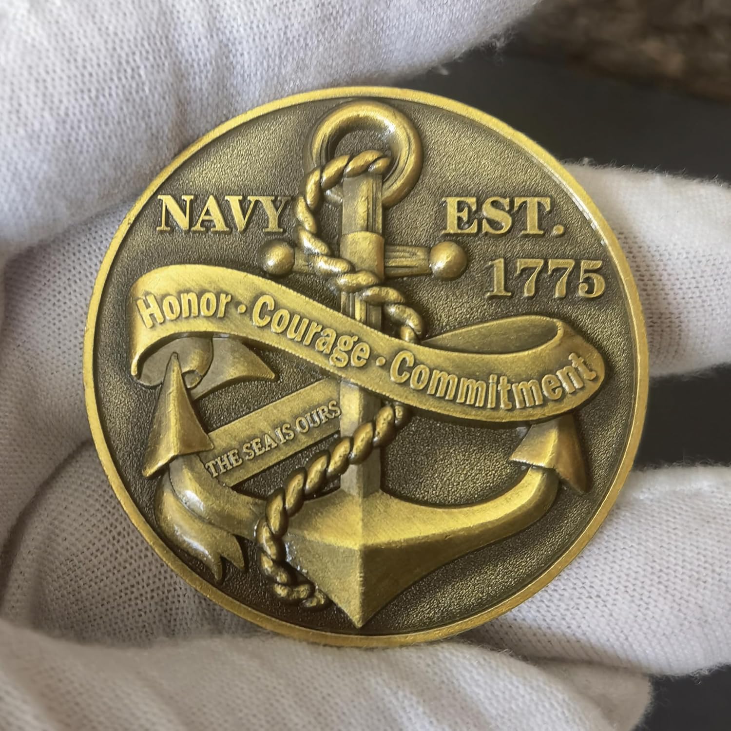 American-Navy Challenge Coin with U.S. Sailor's Creed and Maritime Symbolism (Pack of 3)