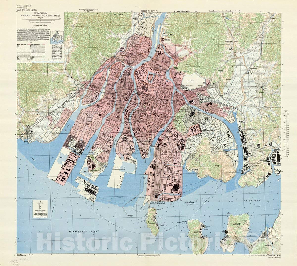 Amazon.com: Historic Pictoric Map : Hiroshima (Japan) 1946